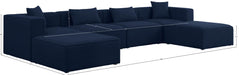 Meridian Furniture - Cube 144" Navy Fabric Upholstered 6pc. Sectional - 630Navy-Sec6B - GreatFurnitureDeal