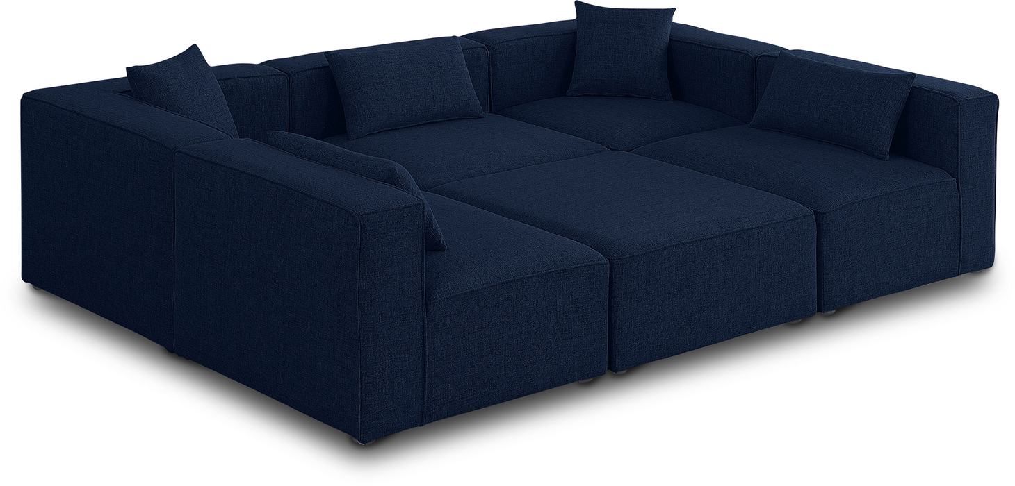 Meridian Furniture - Cube 108" Navy Fabric Upholstered 6pc. Sectional - 630Navy-Sec6C - GreatFurnitureDeal