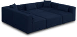 Meridian Furniture - Cube 108" Navy Fabric Upholstered 6pc. Sectional - 630Navy-Sec6C - GreatFurnitureDeal