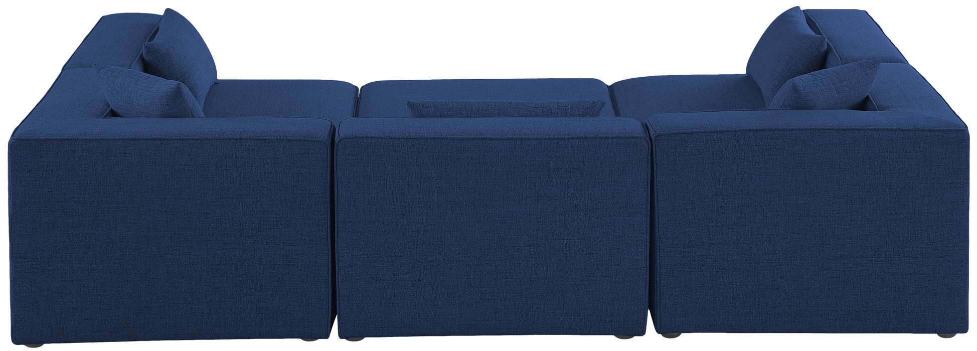 Meridian Furniture - Cube 108" Navy Fabric Upholstered 6pc. Sectional - 630Navy-Sec6C - GreatFurnitureDeal