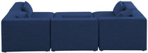 Meridian Furniture - Cube 108" Navy Fabric Upholstered 6pc. Sectional - 630Navy-Sec6C - GreatFurnitureDeal