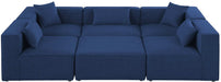 Meridian Furniture - Cube 108" Navy Fabric Upholstered 6pc. Sectional - 630Navy-Sec6C - GreatFurnitureDeal