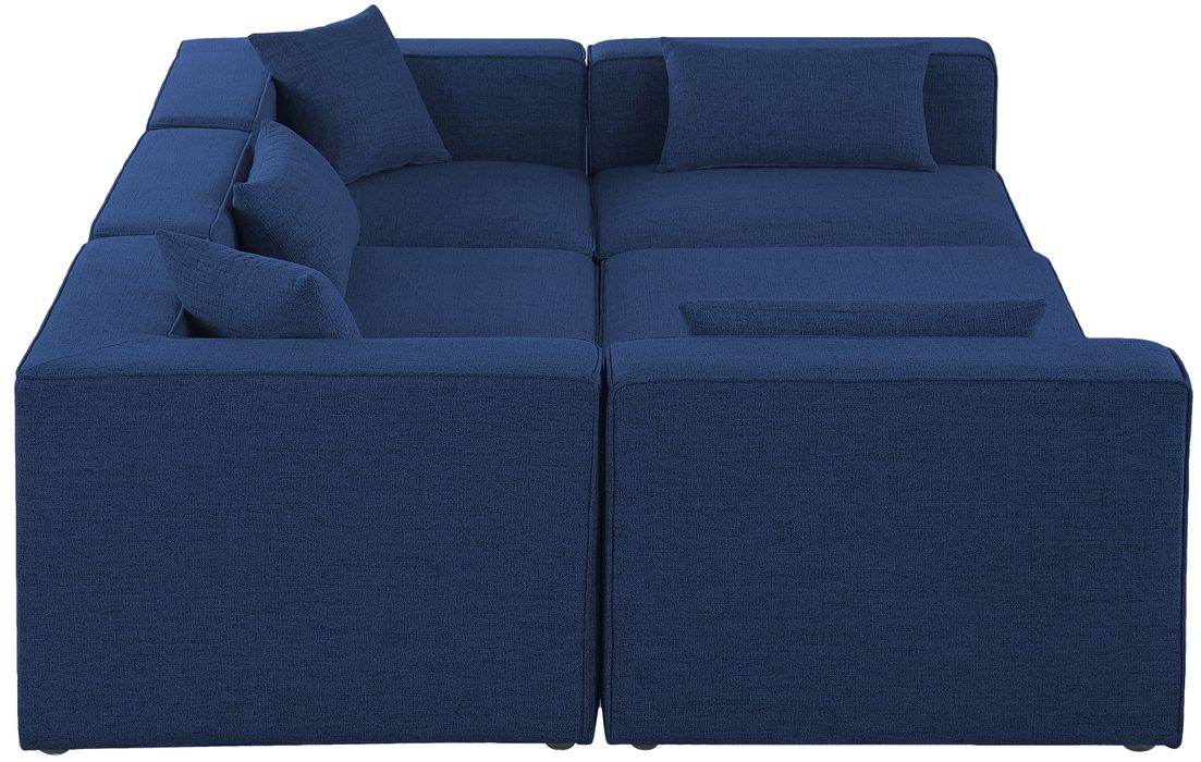 Meridian Furniture - Cube 108" Navy Fabric Upholstered 6pc. Sectional - 630Navy-Sec6C - GreatFurnitureDeal
