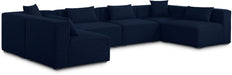 Meridian Furniture - Cube 144" Navy Fabric Upholstered 6pc. Sectional - 630Navy-Sec6D - GreatFurnitureDeal