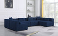 Meridian Furniture - Cube 144" Navy Fabric Upholstered 6pc. Sectional - 630Navy-Sec6D - GreatFurnitureDeal