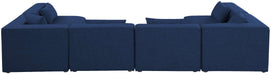 Meridian Furniture - Cube 144" Navy Fabric Upholstered 6pc. Sectional - 630Navy-Sec6D - GreatFurnitureDeal