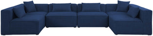 Meridian Furniture - Cube 144" Navy Fabric Upholstered 6pc. Sectional - 630Navy-Sec6D - GreatFurnitureDeal