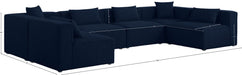 Meridian Furniture - Cube 144" Navy Fabric Upholstered 6pc. Sectional - 630Navy-Sec6D - GreatFurnitureDeal