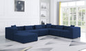 Meridian Furniture - Cube 144" Navy Fabric Upholstered 7pc. Sectional - 630Navy-Sec7A - GreatFurnitureDeal
