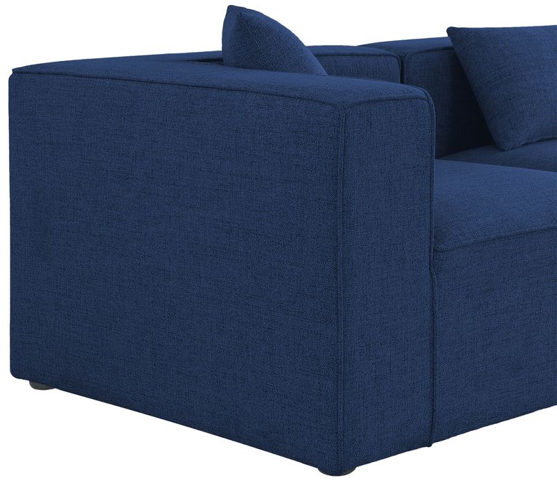 Meridian Furniture - Cube 144" Navy Fabric Upholstered 7pc. Sectional - 630Navy-Sec7A - GreatFurnitureDeal