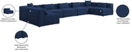 Meridian Furniture - Cube 180" Navy Fabric Upholstered 7pc. Sectional - 630Navy-Sec7B - GreatFurnitureDeal