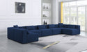 Meridian Furniture - Cube 180" Navy Fabric Upholstered 7pc. Sectional - 630Navy-Sec7B - GreatFurnitureDeal