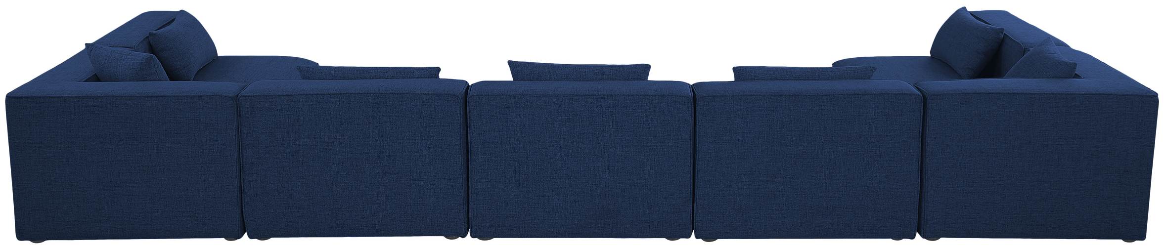 Meridian Furniture - Cube 180" Navy Fabric Upholstered 7pc. Sectional - 630Navy-Sec7B - GreatFurnitureDeal