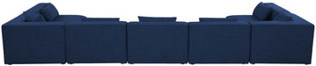 Meridian Furniture - Cube 180" Navy Fabric Upholstered 7pc. Sectional - 630Navy-Sec7B - GreatFurnitureDeal