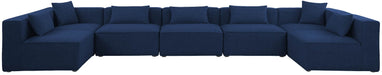 Meridian Furniture - Cube 180" Navy Fabric Upholstered 7pc. Sectional - 630Navy-Sec7B - GreatFurnitureDeal