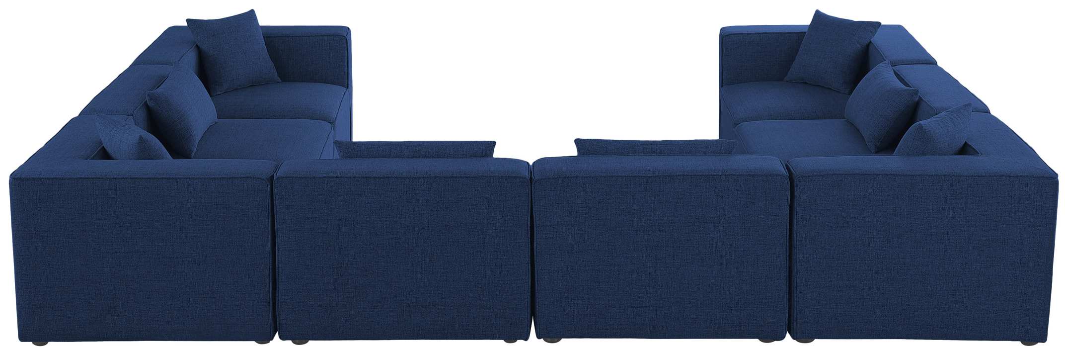 Meridian Furniture - Cube 144" Navy Fabric Upholstered 8pc. Sectional - 630Navy-Sec8A - GreatFurnitureDeal
