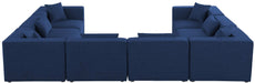 Meridian Furniture - Cube 144" Navy Fabric Upholstered 8pc. Sectional - 630Navy-Sec8A - GreatFurnitureDeal
