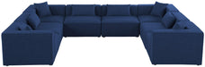 Meridian Furniture - Cube 144" Navy Fabric Upholstered 8pc. Sectional - 630Navy-Sec8A - GreatFurnitureDeal