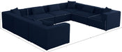 Meridian Furniture - Cube 144" Navy Fabric Upholstered 8pc. Sectional - 630Navy-Sec8A - GreatFurnitureDeal