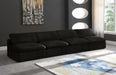 Meridian Furniture - Cozy 156" Black Velvet Upholstered Overstuffed Fiber Filled Comfort 4pc. Armless Sofa - 634Black-S156 - GreatFurnitureDeal
