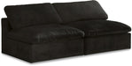 Meridian Furniture - Cozy 78" Black Velvet Upholstered Overstuffed Fiber Filled Comfort 2pc. Armless Sofa - 634Black-S78 - GreatFurnitureDeal