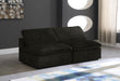 Meridian Furniture - Cozy 78" Black Velvet Upholstered Overstuffed Fiber Filled Comfort 2pc. Armless Sofa - 634Black-S78 - GreatFurnitureDeal