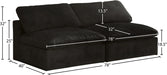 Meridian Furniture - Cozy 78" Black Velvet Upholstered Overstuffed Fiber Filled Comfort 2pc. Armless Sofa - 634Black-S78 - GreatFurnitureDeal
