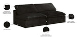 Meridian Furniture - Cozy 78" Black Velvet Upholstered Overstuffed Fiber Filled Comfort 2pc. Armless Sofa - 634Black-S78 - GreatFurnitureDeal