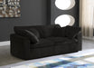 Meridian Furniture - Cozy 80" Black Velvet Upholstered Overstuffed Fiber Filled Comfort 2pc. Sofa - 634Black-S80 - GreatFurnitureDeal