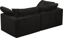 Meridian Furniture - Cozy 80" Black Velvet Upholstered Overstuffed Fiber Filled Comfort 2pc. Sofa - 634Black-S80 - GreatFurnitureDeal