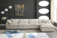 Meridian Furniture - Cozy 158" Cream Velvet Upholstered Overstuffed Fiber Filled Comfort 5pc. Sectional - 634Cream-Sec5A - GreatFurnitureDeal