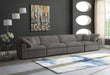 Meridian Furniture - Cozy 158" Grey Velvet Upholstered Overstuffed Fiber Filled Comfort 4pc. Sofa - 634Grey-S158 - GreatFurnitureDeal