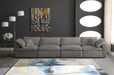 Meridian Furniture - Cozy 158" Grey Velvet Upholstered Overstuffed Fiber Filled Comfort 4pc. Sofa - 634Grey-S158 - GreatFurnitureDeal
