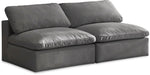 Meridian Furniture - Cozy 78" Grey Velvet Upholstered Overstuffed Fiber Filled Comfort 2pc. Armless Sofa - 634Grey-S78 - GreatFurnitureDeal