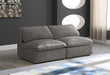 Meridian Furniture - Cozy 78" Grey Velvet Upholstered Overstuffed Fiber Filled Comfort 2pc. Armless Sofa - 634Grey-S78 - GreatFurnitureDeal