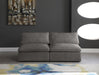 Meridian Furniture - Cozy 78" Grey Velvet Upholstered Overstuffed Fiber Filled Comfort 2pc. Armless Sofa - 634Grey-S78 - GreatFurnitureDeal