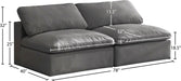 Meridian Furniture - Cozy 78" Grey Velvet Upholstered Overstuffed Fiber Filled Comfort 2pc. Armless Sofa - 634Grey-S78 - GreatFurnitureDeal