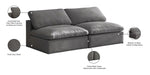 Meridian Furniture - Cozy 78" Grey Velvet Upholstered Overstuffed Fiber Filled Comfort 2pc. Armless Sofa - 634Grey-S78 - GreatFurnitureDeal