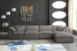 Meridian Furniture - Cozy 158" Grey Velvet Upholstered Overstuffed Fiber Filled Comfort 5pc. Sectional - 634Grey-Sec5A - GreatFurnitureDeal