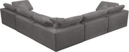 Meridian Furniture - Cozy 119" Grey Velvet Upholstered Overstuffed Fiber Filled Comfort 5pc. Sectional - 634Grey-Sec5C - GreatFurnitureDeal