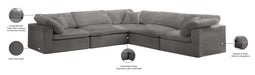 Meridian Furniture - Cozy 119" Grey Velvet Upholstered Overstuffed Fiber Filled Comfort 5pc. Sectional - 634Grey-Sec5C - GreatFurnitureDeal