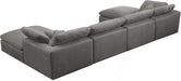 Meridian Furniture - Cozy 158" Grey Velvet Upholstered Overstuffed Fiber Filled Comfort 6pc. Sectional - 634Grey-Sec6B - GreatFurnitureDeal