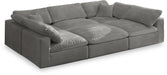 Meridian Furniture - Cozy 119" Grey Velvet Upholstered Overstuffed Fiber Filled Comfort 6pc. Sectional - 634Grey-Sec6C - GreatFurnitureDeal