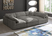 Meridian Furniture - Cozy 119" Grey Velvet Upholstered Overstuffed Fiber Filled Comfort 6pc. Sectional - 634Grey-Sec6C - GreatFurnitureDeal