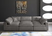Meridian Furniture - Cozy 119" Grey Velvet Upholstered Overstuffed Fiber Filled Comfort 6pc. Sectional - 634Grey-Sec6C - GreatFurnitureDeal