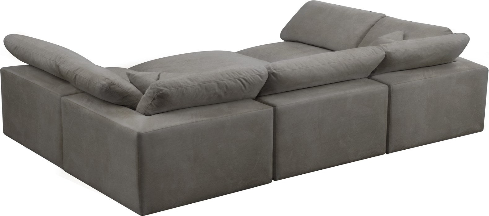 Meridian Furniture - Cozy 119" Grey Velvet Upholstered Overstuffed Fiber Filled Comfort 6pc. Sectional - 634Grey-Sec6C - GreatFurnitureDeal