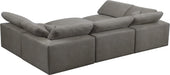 Meridian Furniture - Cozy 119" Grey Velvet Upholstered Overstuffed Fiber Filled Comfort 6pc. Sectional - 634Grey-Sec6C - GreatFurnitureDeal