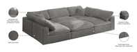 Meridian Furniture - Cozy 119" Grey Velvet Upholstered Overstuffed Fiber Filled Comfort 6pc. Sectional - 634Grey-Sec6C - GreatFurnitureDeal