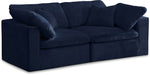 Meridian Furniture - Cozy 80" Navy Velvet Upholstered Overstuffed Fiber Filled Comfort 2pc. Sofa - 634Navy-S80 - GreatFurnitureDeal