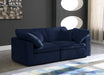 Meridian Furniture - Cozy 80" Navy Velvet Upholstered Overstuffed Fiber Filled Comfort 2pc. Sofa - 634Navy-S80 - GreatFurnitureDeal